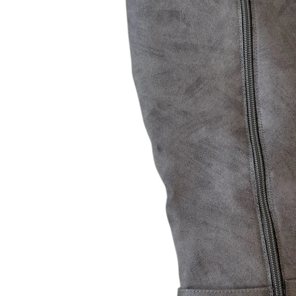 JustFab Over the Knee Gray Boots Size 9,5 Faux Suede